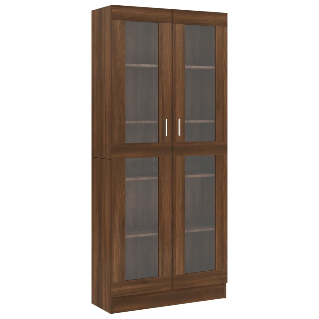 Vitrinekast 82,5x30,5x185 cm bewerkt hout bruin eikenkleur