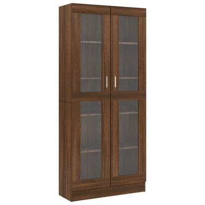 Vitrinekast 82,5x30,5x185 cm bewerkt hout bruin eikenkleur