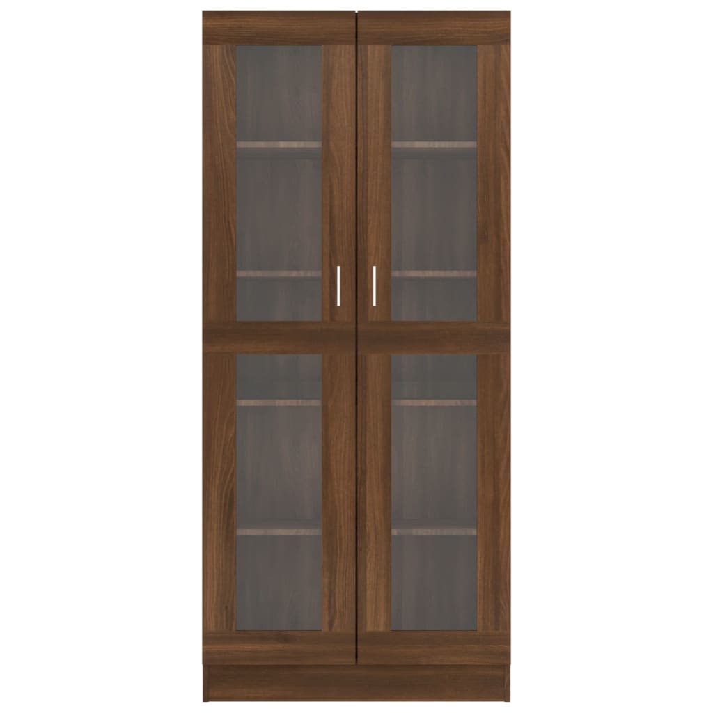 Vitrinekast 82,5x30,5x185 cm bewerkt hout bruin eikenkleur