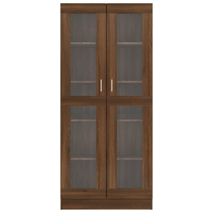 Vitrinekast 82,5x30,5x185 cm bewerkt hout bruin eikenkleur