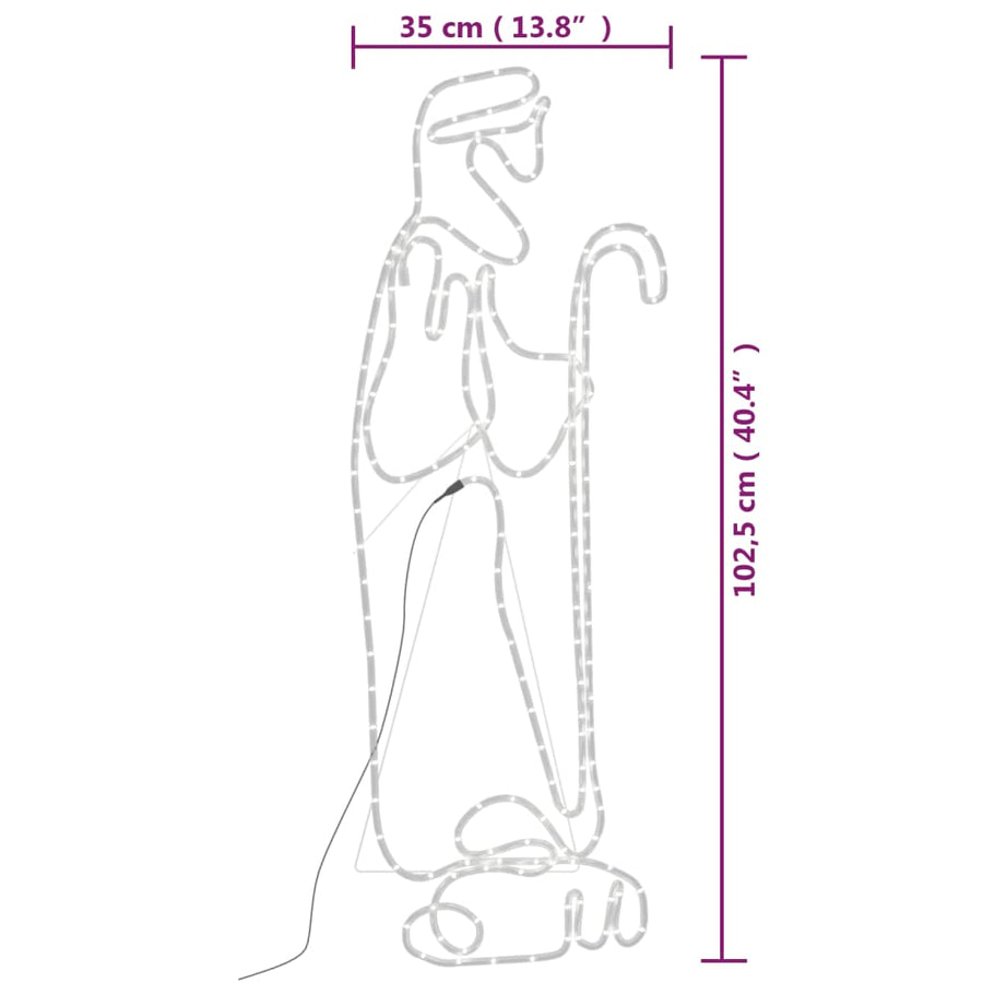 Kerstfiguren herder en lam met 168 LED's 102,5x35 cm