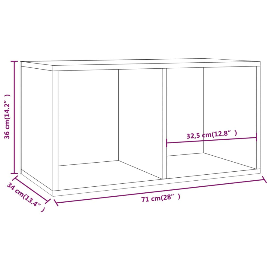 Opbergbox Voor Lp's 7X34X36 Cm Bewerkt Hout Eiken Grijs sonoma