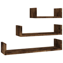 Wandschappen 3 st bewerkt hout gerookt eikenkleurig Gerookt eiken