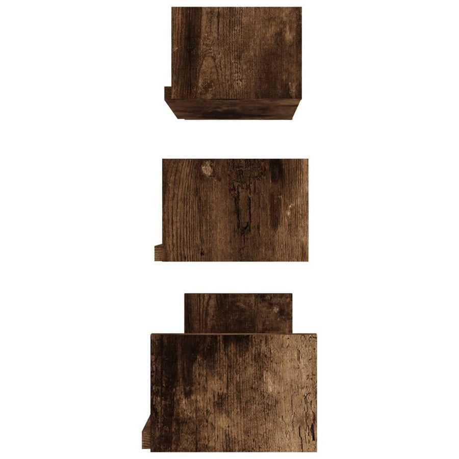 Wandschappen 3 st bewerkt hout gerookt eikenkleurig Gerookt eiken