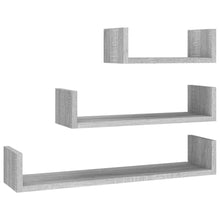 Wandschappen 3 st bewerkt hout grijs sonoma eikenkleurig