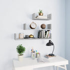 Wall shelves 3 pcs machined wood grey Sonoma oak coloured