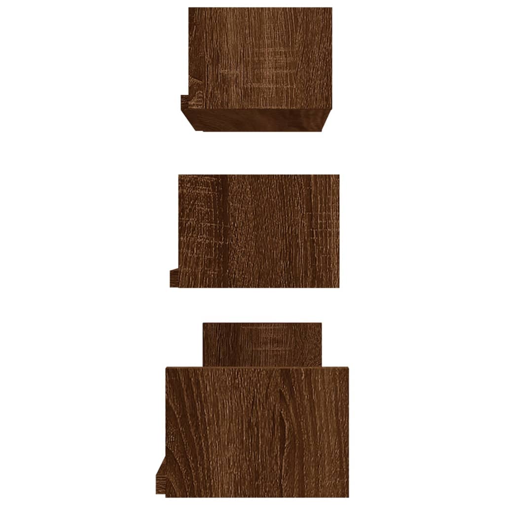 Wandschappen 3 st bewerkt hout bruin eikenkleur