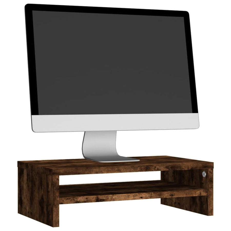 Monitorstandaard 42x24x13 cm bewerkt hout gerookt eikenkleurig Gerookt eiken