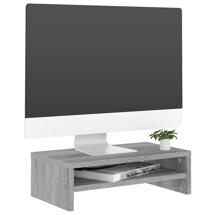 Monitorstandaard 42x24x13 cm bewerkt hout grijs sonoma eiken Grijs sonoma