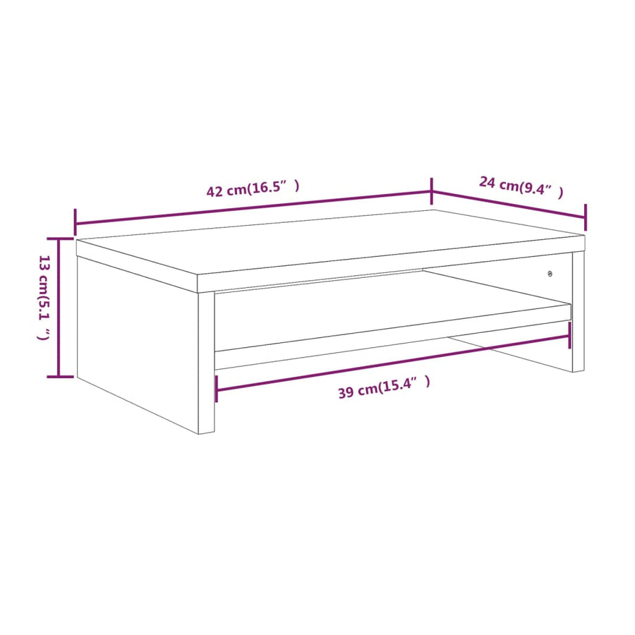 Monitorstandaard 42x24x13 cm bewerkt hout grijs sonoma eiken Grijs sonoma