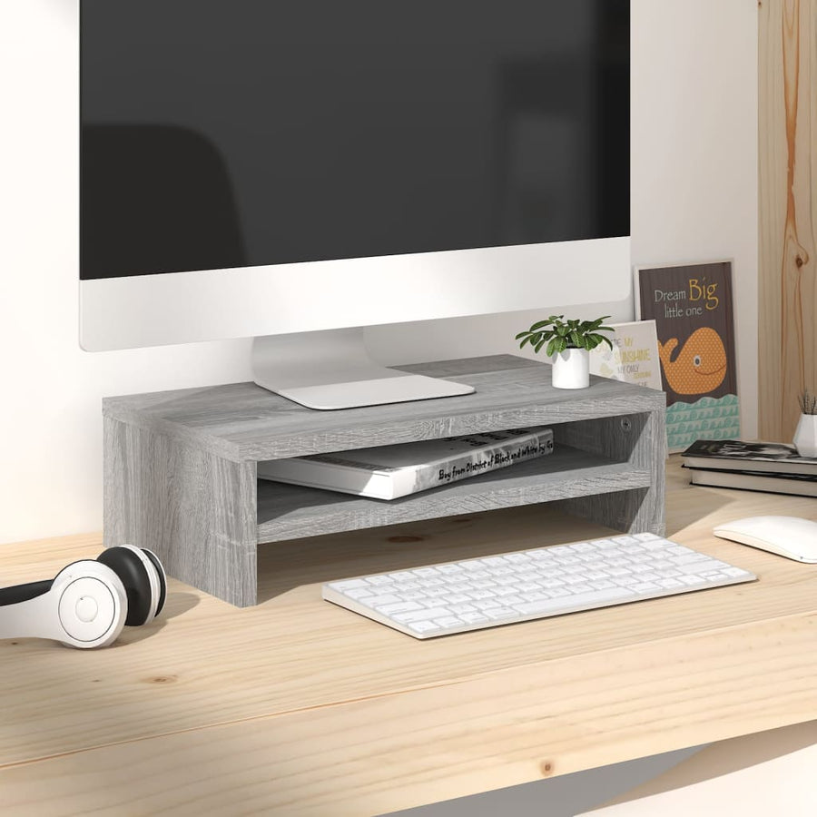 Monitorstandaard 42x24x13 cm bewerkt hout grijs sonoma eiken Grijs sonoma