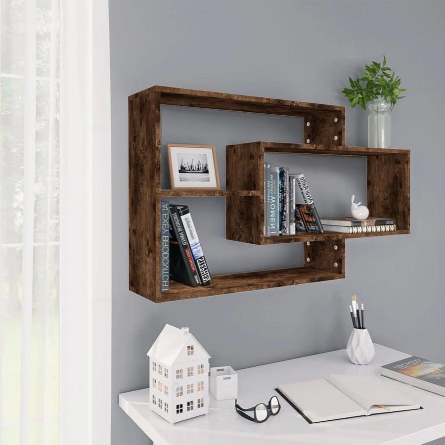Wandschap 104x20x58,5 cm bewerkt hout gerookt eikenkleurig Gerookt eiken