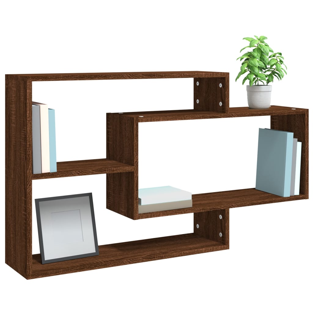 Wandschap 104x20x58,5 cm bewerkt hout bruineikenkleurig bruin eikenkleur