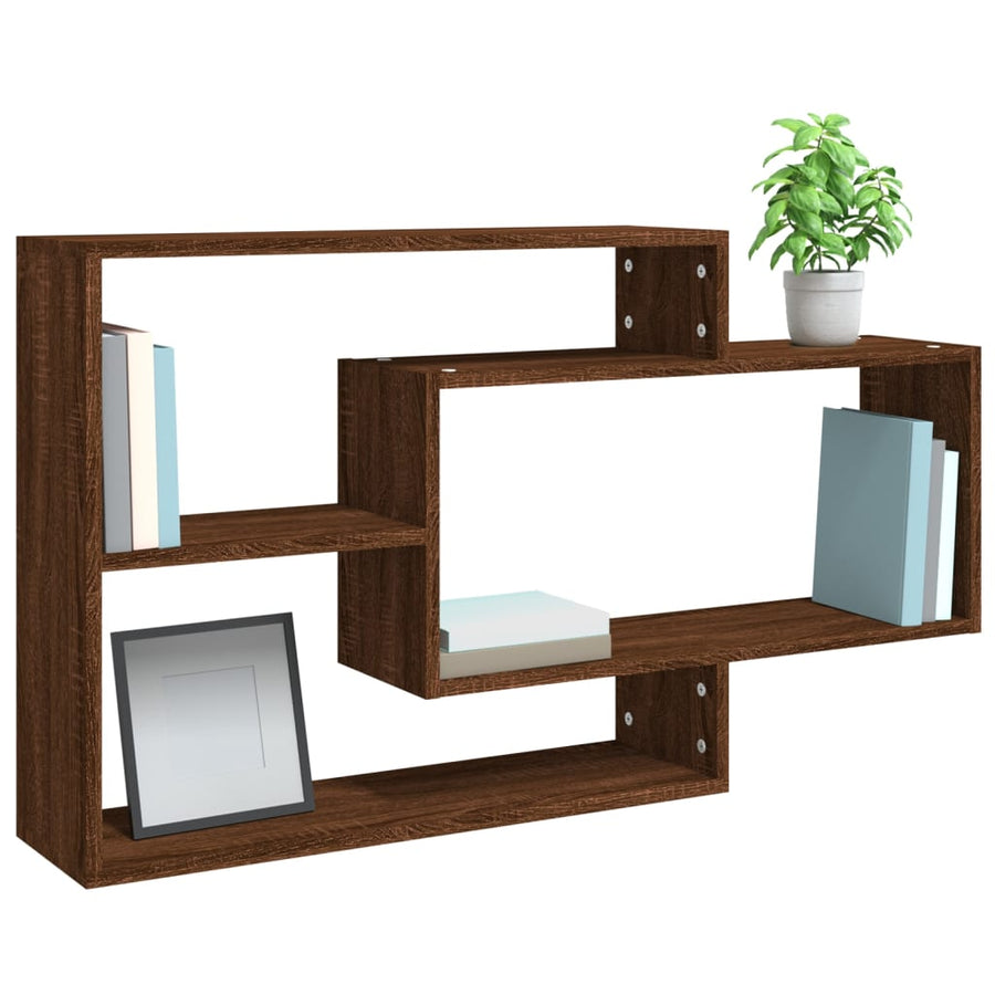 Wandschap 104x20x58,5 cm bewerkt hout bruineikenkleurig bruin eikenkleur