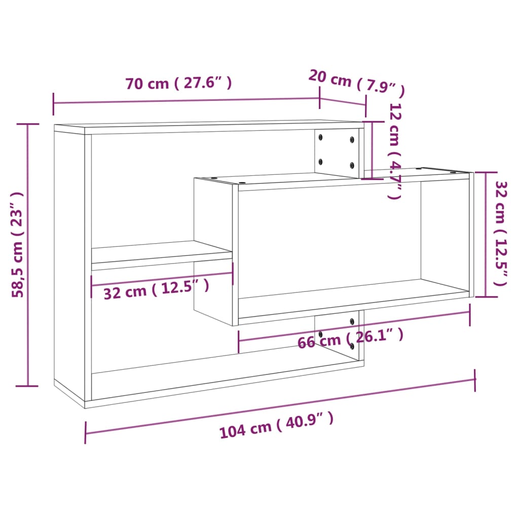 Wandschap 104x20x58,5 cm bewerkt hout bruineikenkleurig bruin eikenkleur
