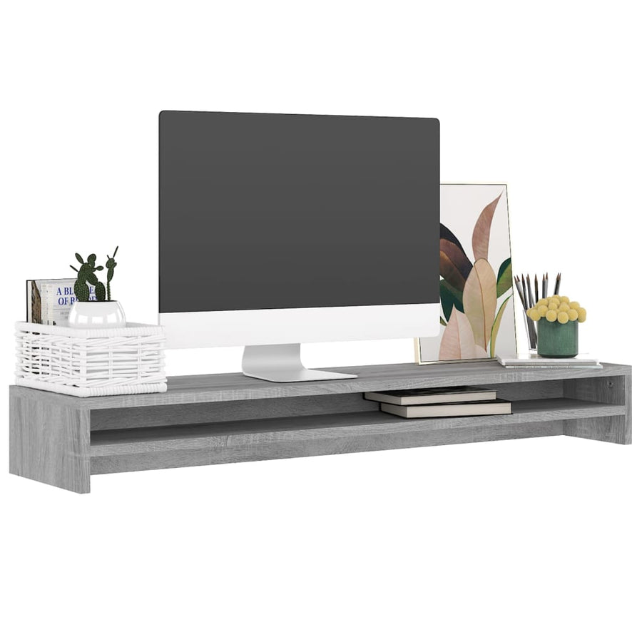 Monitorstandaard 100x24x13 cm bewerkt hout grijs sonoma eiken Grijs sonoma