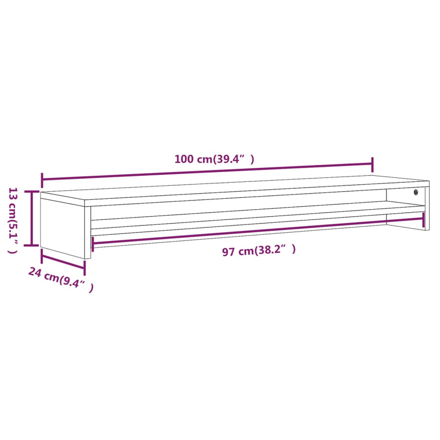 Monitorstandaard 100x24x13 cm bewerkt hout grijs sonoma eiken Grijs sonoma