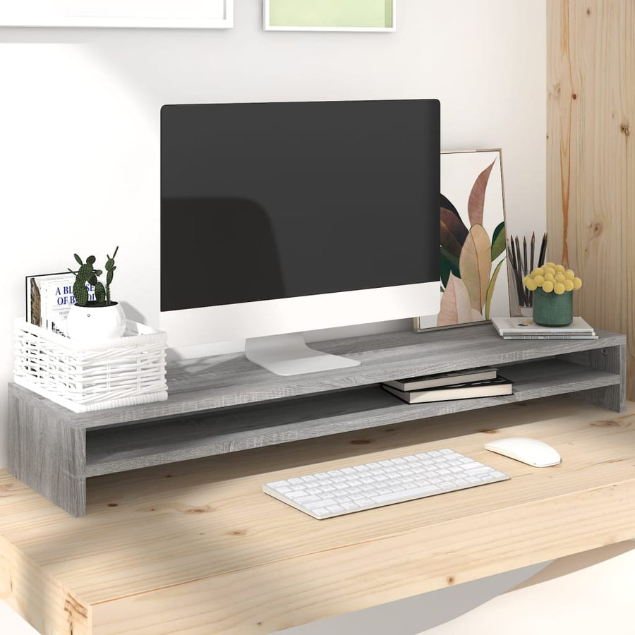 Monitorstandaard 100x24x13 cm bewerkt hout grijs sonoma eiken Grijs sonoma