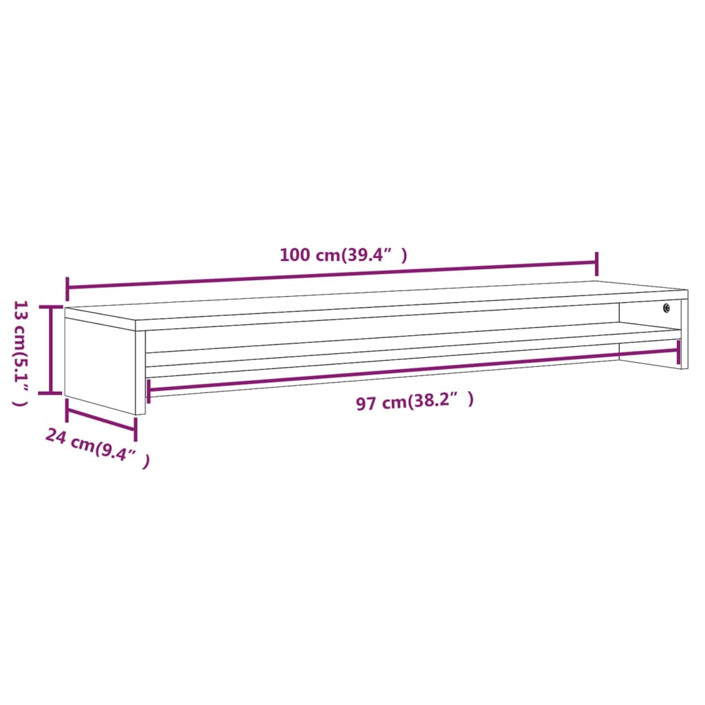Monitorstandaard 100X24X13 Cm Bewerkt Hout bruin eikenkleur