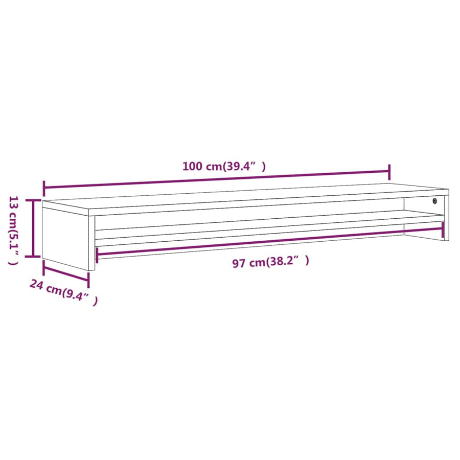 Monitorstandaard 100X24X13 Cm Bewerkt Hout bruin eikenkleur