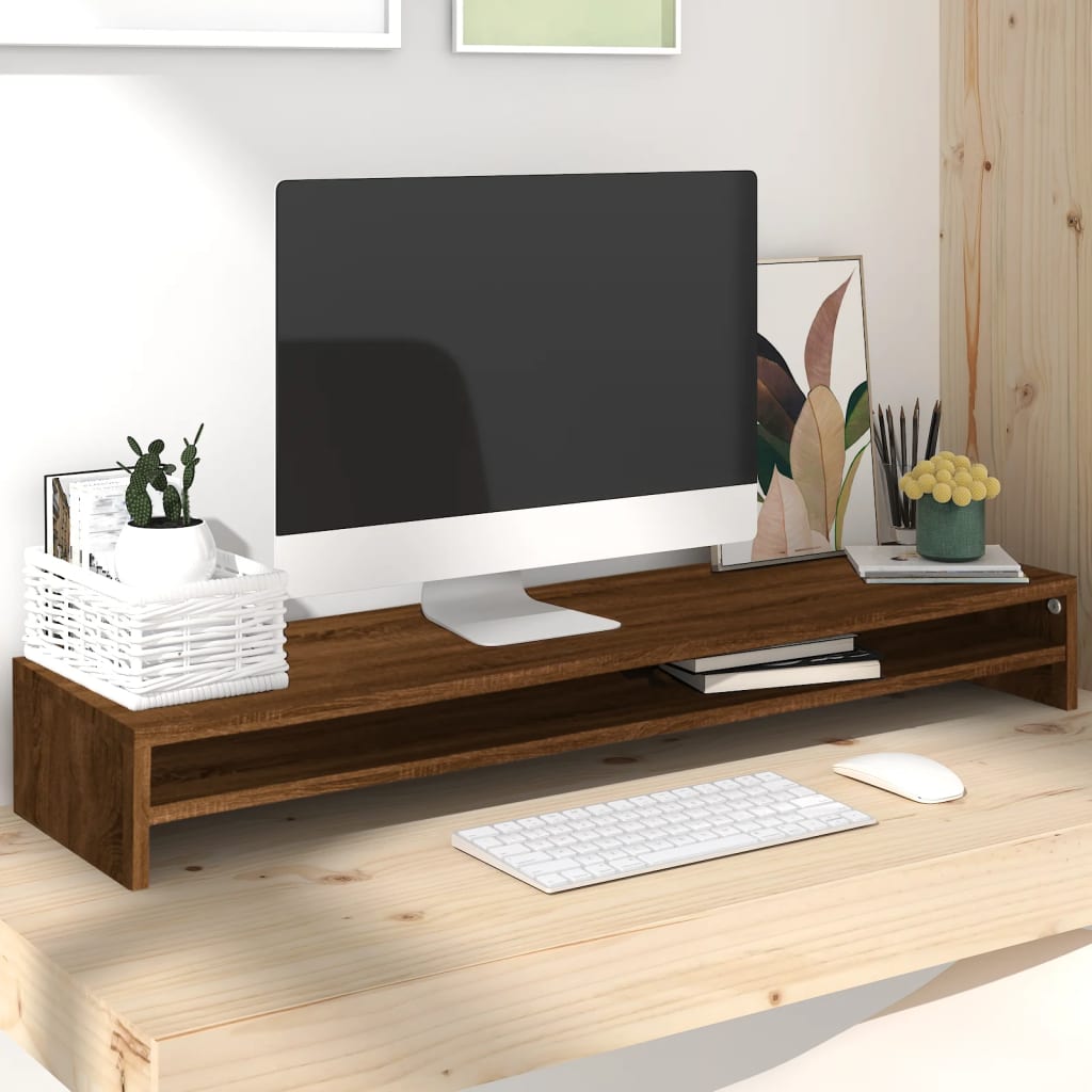 Monitorstandaard 100X24X13 Cm Bewerkt Hout bruin eikenkleur