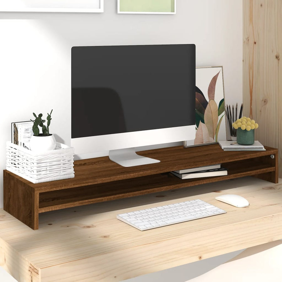 Monitorstandaard 100X24X13 Cm Bewerkt Hout bruin eikenkleur