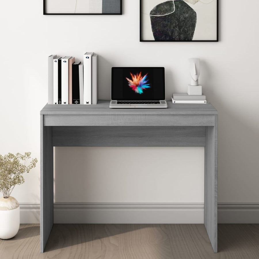 Bureau 90X40X72 Cm Bewerkt Hout Eikenkleurig Grijs sonoma