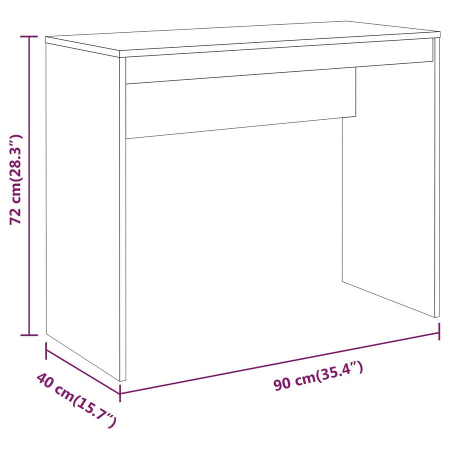 Bureau 90X40X72 Cm Bewerkt Hout Eikenkleurig Grijs sonoma