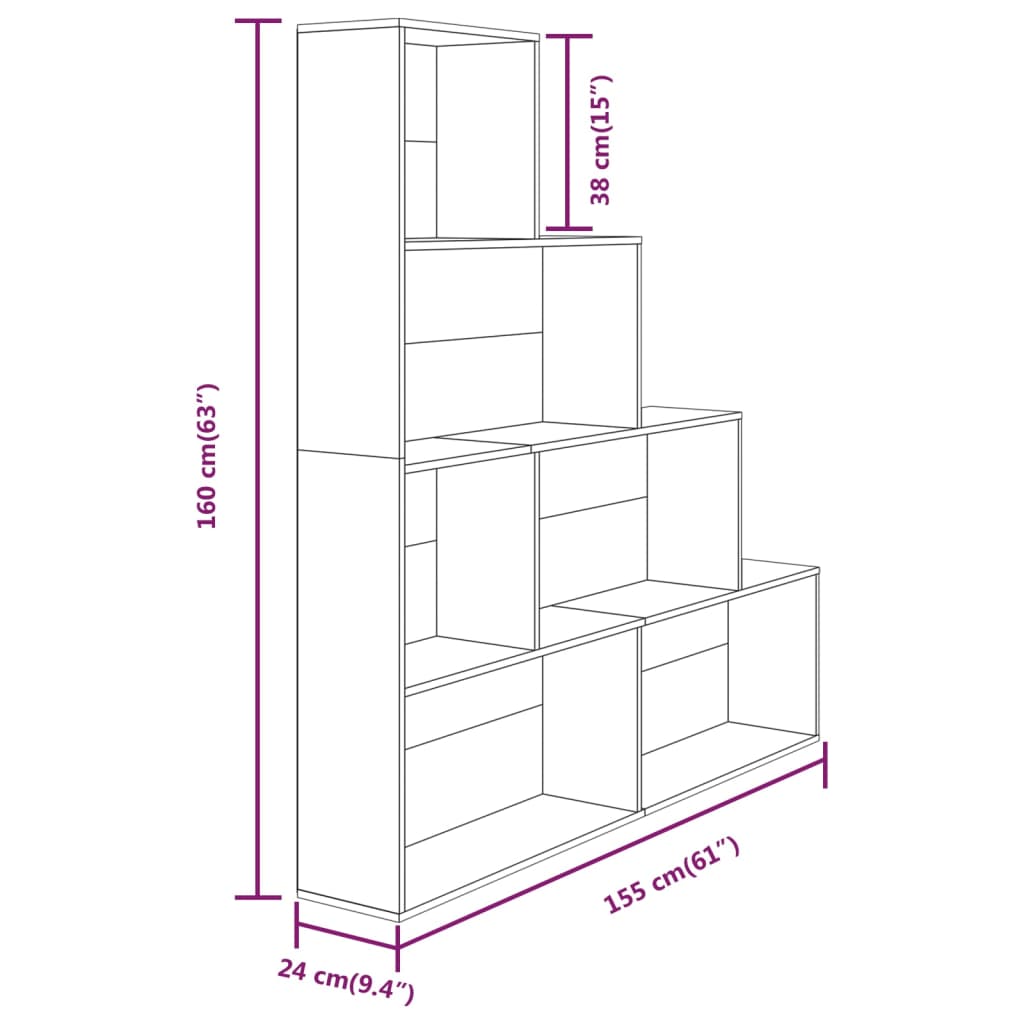 Boekenkast 55X24X60 Cm Eikenkleurig Grijs sonoma