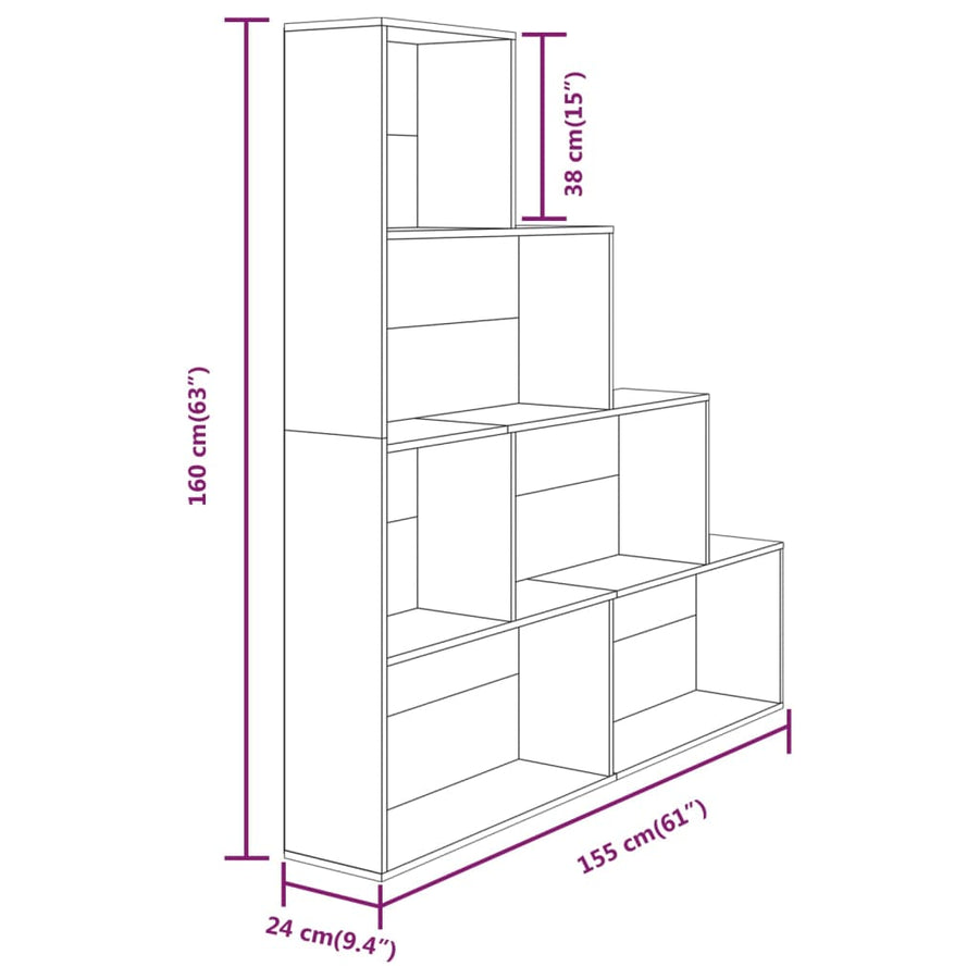 Boekenkast 55X24X60 Cm Eikenkleurig Grijs sonoma