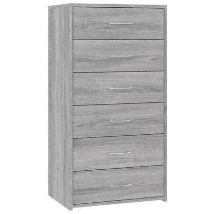Dressoir Met 6 Lades 50X34X96 Cm Bewerkt Hout Grijs sonoma