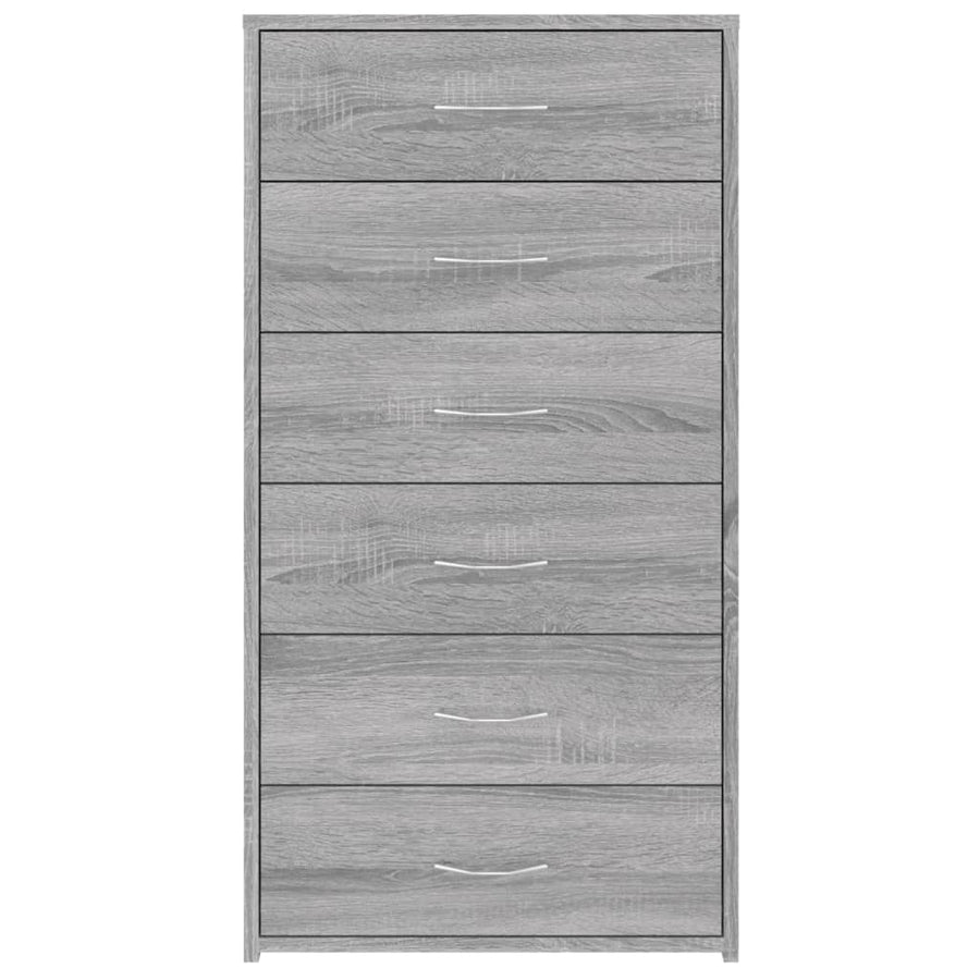 Dressoir Met 6 Lades 50X34X96 Cm Bewerkt Hout Grijs sonoma