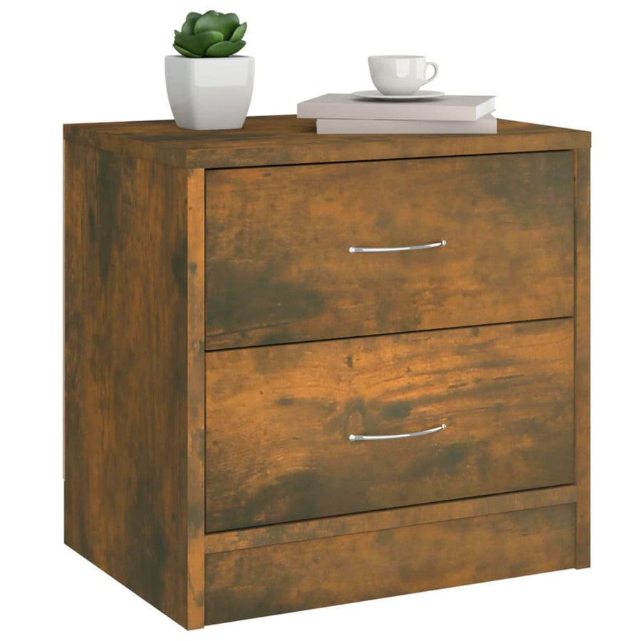 Nachtkastje 40x30x40 cm bewerkt hout gerookt eikenkleurig 1 Gerookt eiken