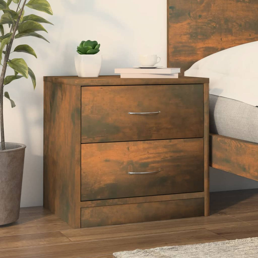 Nachtkastje 40x30x40 cm bewerkt hout gerookt eikenkleurig 1 Gerookt eiken