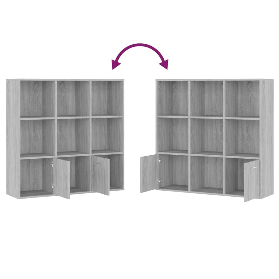 Boekenkast 98x30x98 cm grijs sonoma eikenkleurig