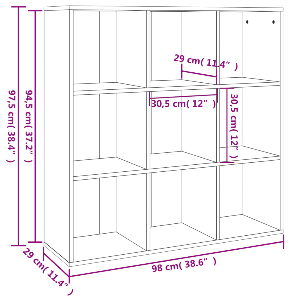 Boekenkast 98X29X97,5 Cm Kleurig Gerookt eiken