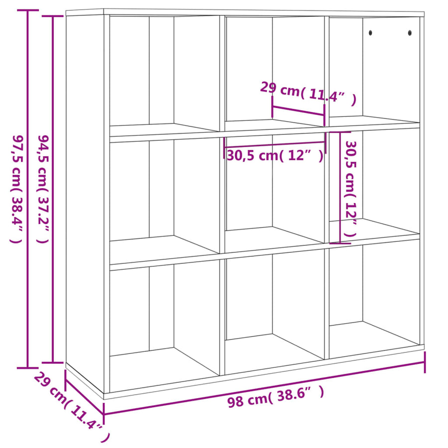 Boekenkast 98X29X97,5 Cm Kleurig Gerookt eiken