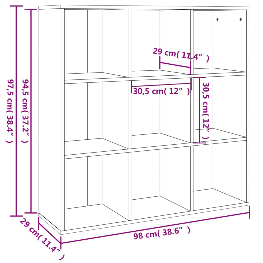 Boekenkast 98X29X97,5 Cm Eikenkleurig Grijs sonoma