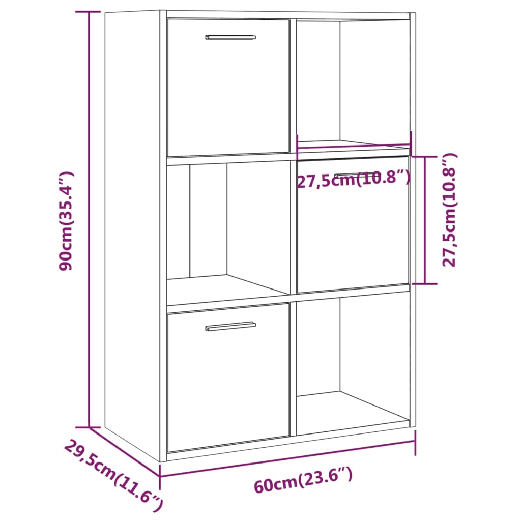 Opbergkast 60X29,5X90 Cm Eikenkleurig Grijs sonoma