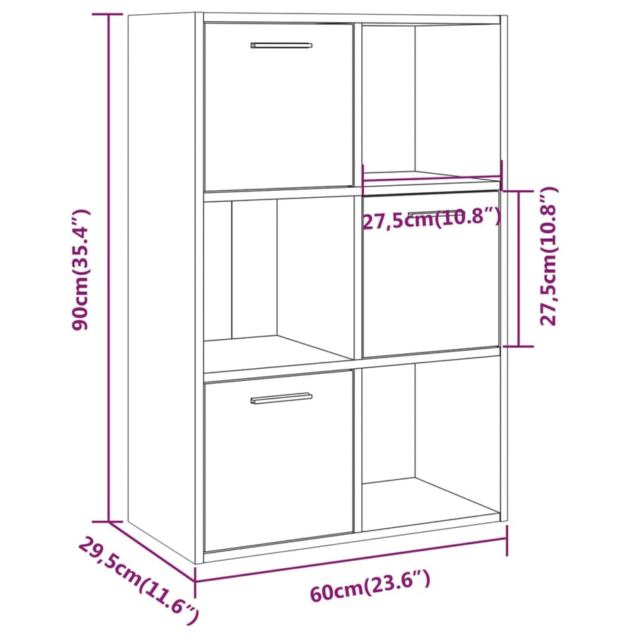 Opbergkast 60X29,5X90 Cm Eikenkleurig Grijs sonoma