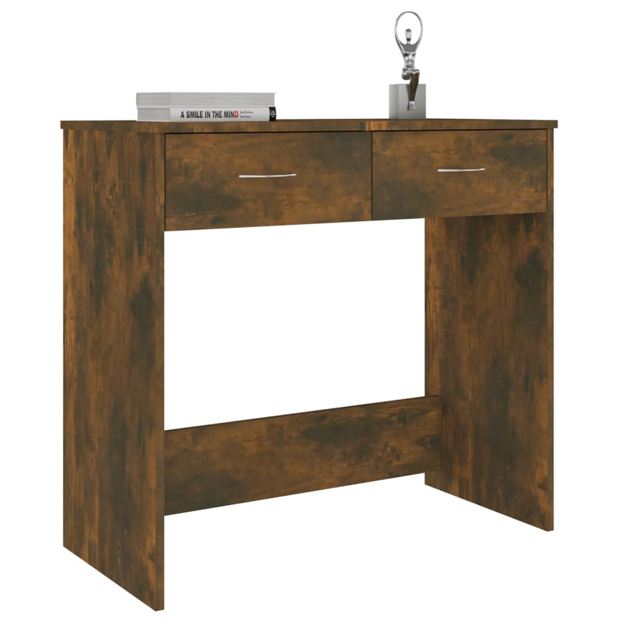 Bureau 80X40X75 Cm Bewerkt Hout Kleurig Gerookt eiken