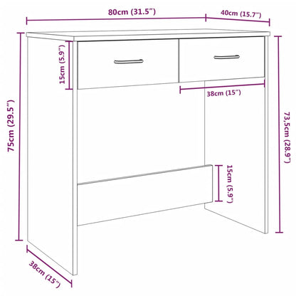Bureau 80X40X75 Cm Bewerkt Hout Kleurig Gerookt eiken