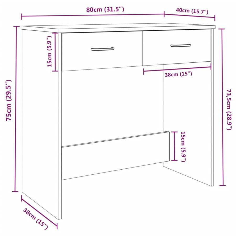 Bureau 80X40X75 Cm Bewerkt Hout Kleurig Gerookt eiken