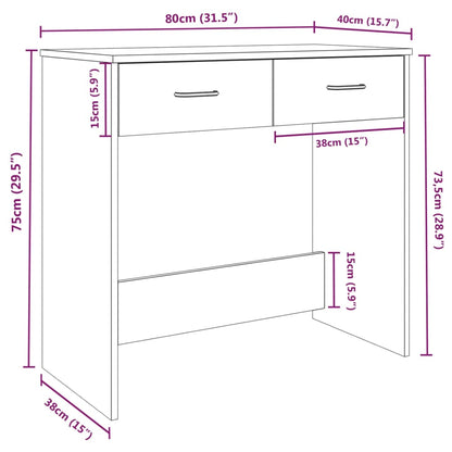 Bureau 80X40X75 Cm Bewerkt Hout Bruineikenkleurig bruin eikenkleur