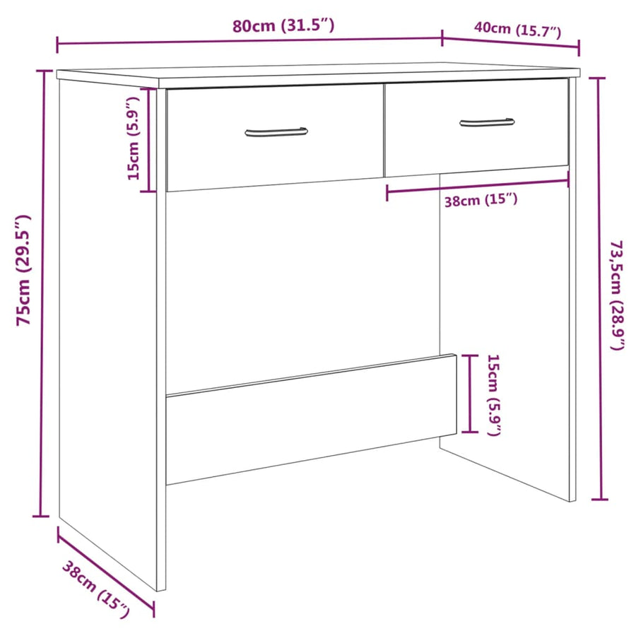 Bureau 80X40X75 Cm Bewerkt Hout Bruineikenkleurig bruin eikenkleur
