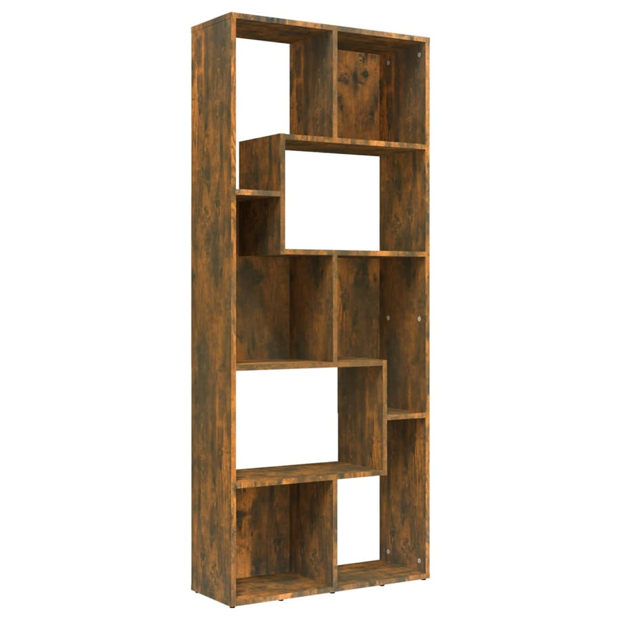 Boekenkast 67X24X6 Cm Bewerkt Hout Kleurig Gerookt eiken