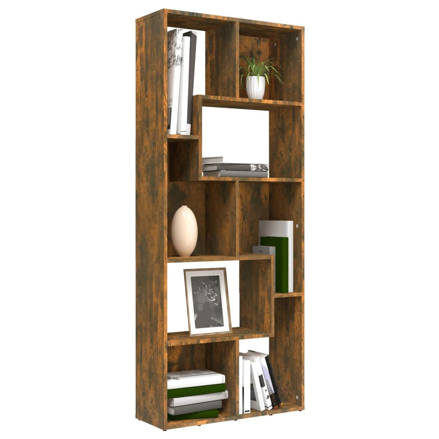 Boekenkast 67X24X6 Cm Bewerkt Hout Kleurig Gerookt eiken
