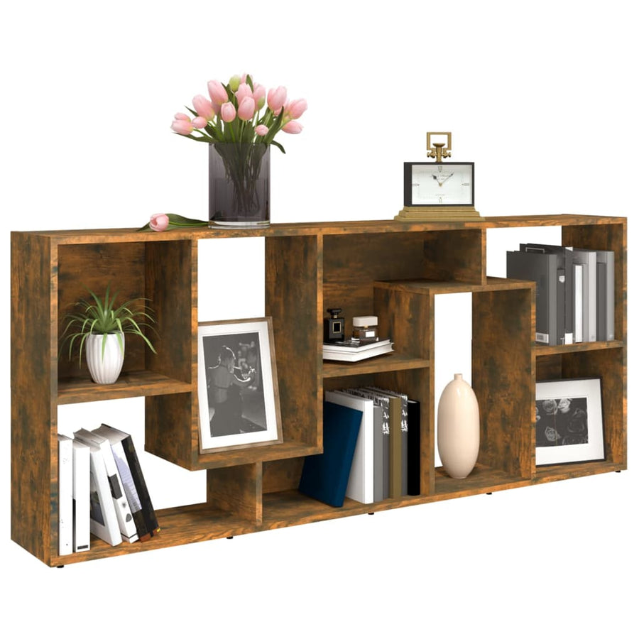 Boekenkast 67X24X6 Cm Bewerkt Hout Kleurig Gerookt eiken