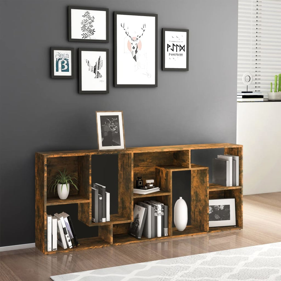Boekenkast 67X24X6 Cm Bewerkt Hout Kleurig Gerookt eiken