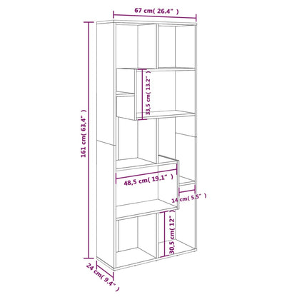 Boekenkast 67X24X6 Cm Bewerkt Hout Kleurig Gerookt eiken